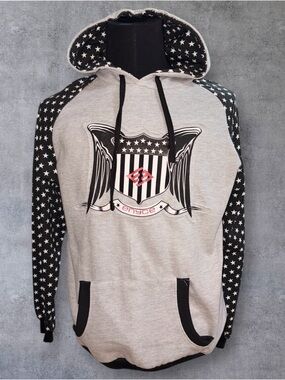 Enyce Grey Pullover Hoodie with Black Star Raglan Sleeves